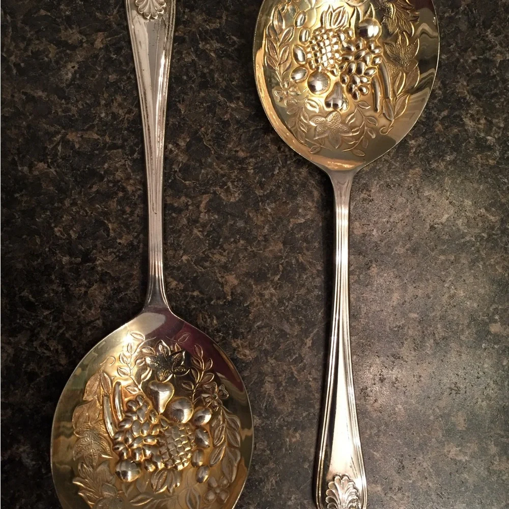 Set of Two Silver-Plated Serving Spoons